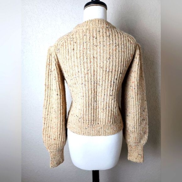 French Connection Natalya Ribbed Wool Blend Sweater Tan Size XS - Picture 4 of 8